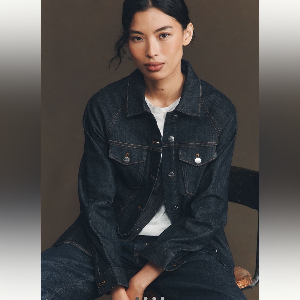 NEW! 💝ANTHRO X PILCRO Peplum Cinched Waist Denim Jacket - Picture 3 of 7